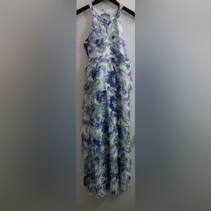 Speechless Kid’s A/O Floral Print Tiered Maxi Dress (Big Girl Size 16, Multi)